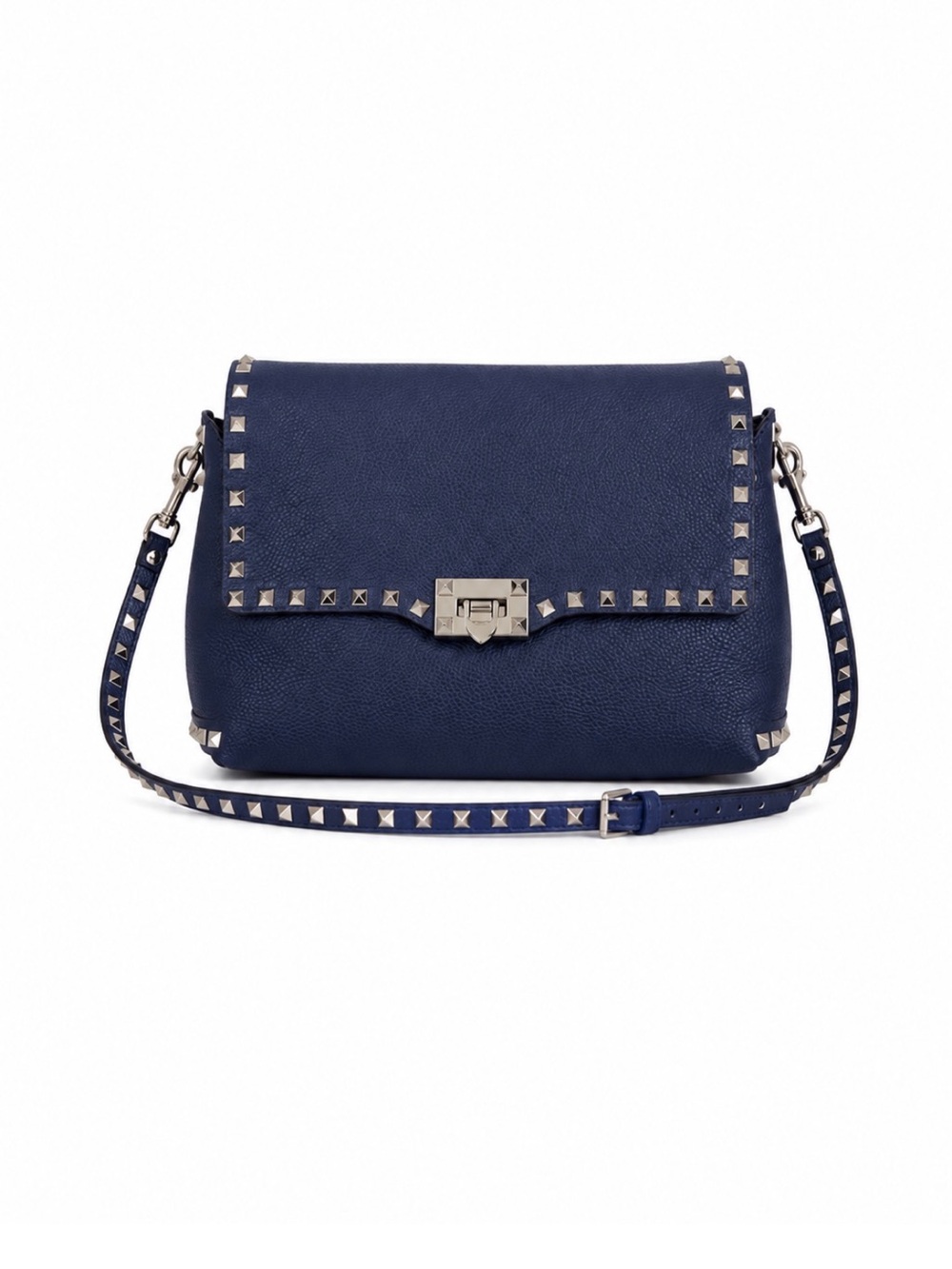 Valentino Garavani Pebbled Calfskin Medium Rockstud Flip Lock Crossbody Bag